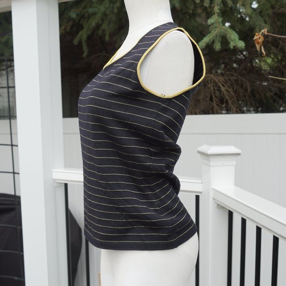 Escada Black and Yellow striped Tank Top - Picture 2 of 3